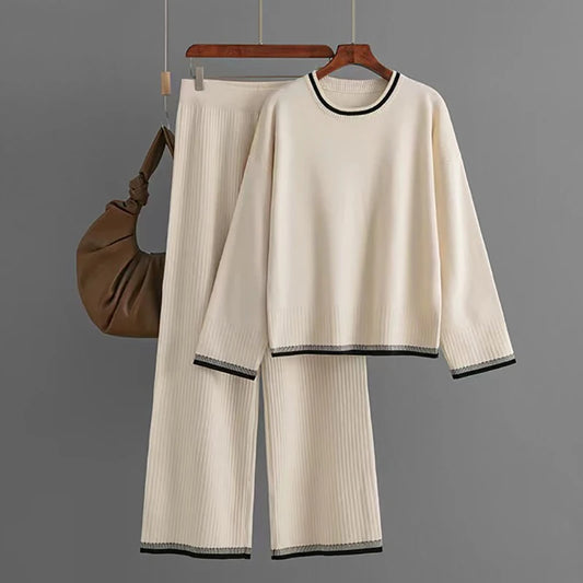 HELIAR Women's 2-Piece Set – Elegant Pullover & Wide-Leg Pants™
