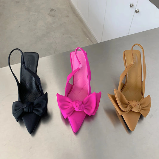 2025 Elegant Women's Slingback Heels โ Bow Detail & Pointed Toeโข