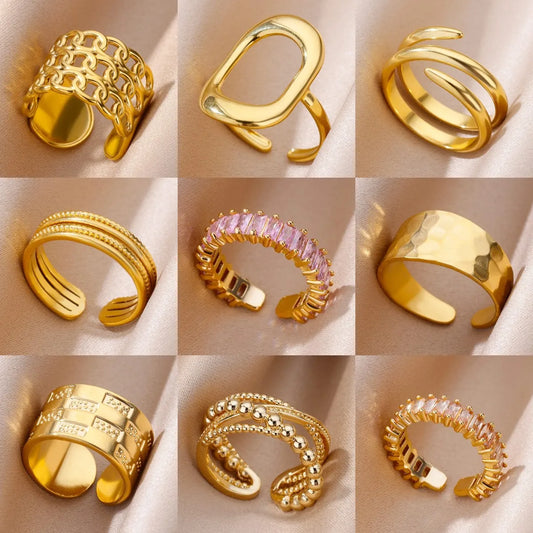 Luxury 316L Gold Stainless Steel Wedding Ring – Elegant Fade-Proof Couple Jewelry™