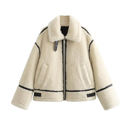RARF Women's Faux Fur Moto Jacket – Elegant & Warm Autumn Style™