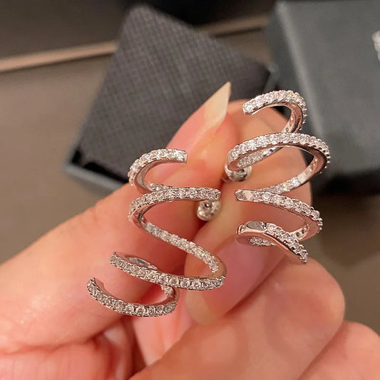 Huitan Irregular Twisted Line Earrings – Elegant Minimalist Statement Jewelry™