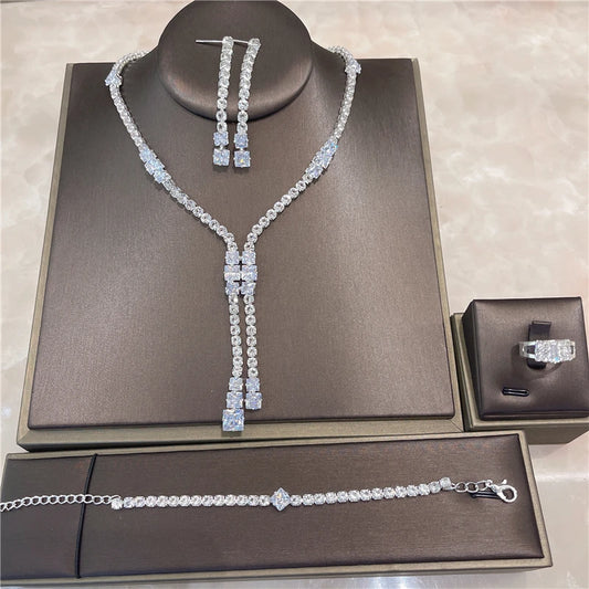 Luxury Silver Crystal Tassel Jewelry Set – Elegant & Stylish Wedding Accessories™