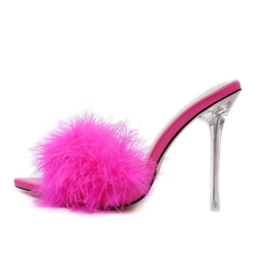 Kcenid Transparent Perspex Heels with Feather Accent™