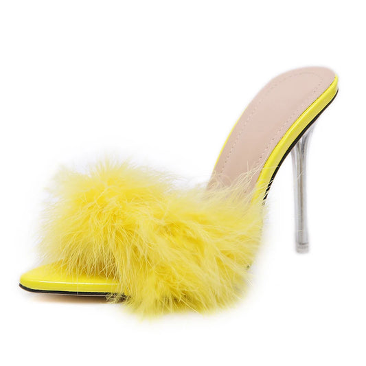 Kcenid Transparent Perspex Heels with Feather Accent™