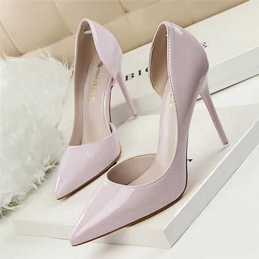 BIGTREE Patent Leather Stiletto Pumps – Elegant Cut-Out High Heels for Women™