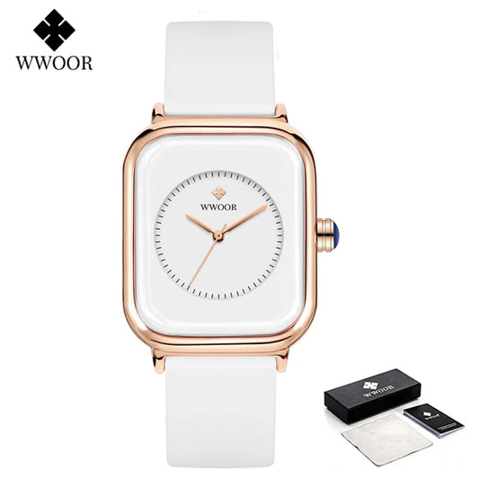 WWOOR Women's Luxury Square Waterproof Watch - Purple Silicone Strap™