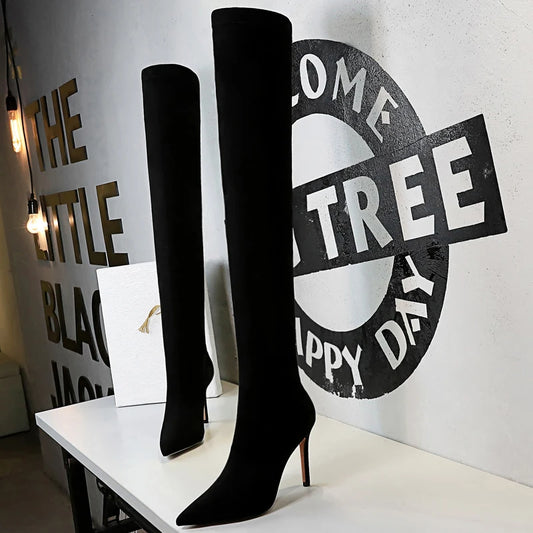 BIGTREE Suede Over-the-Knee High Heel Boots – Warm, Elegant, Winter Style™