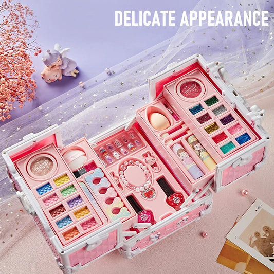 Deluxe Kids Makeup Kit – 49PCS Washable Real Cosmetics with Case | Safe & Fun Gift for Girls™