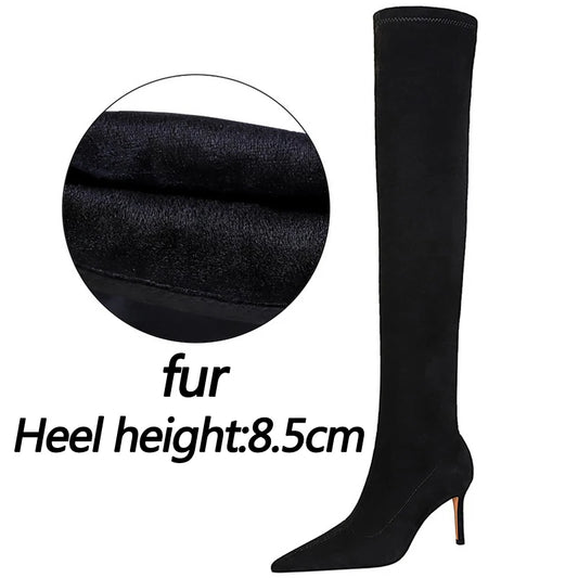 BIGTREE Suede Over-the-Knee High Heel Boots – Warm, Elegant, Winter Style™