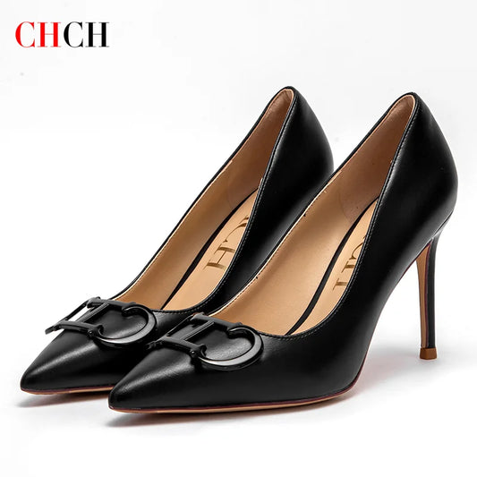 CHCH Women's Pointed Toe High Heels – 9CM Stiletto with Metal Buckle™
