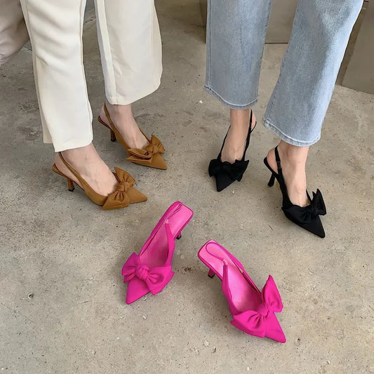 2025 Elegant Women's Slingback Heels – Bow Detail & Pointed Toe™