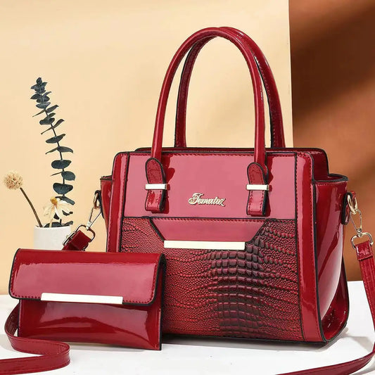 Luxury Croc-Pattern One-Shoulder Tote – Trendy Large-Capacity Handbag Set™