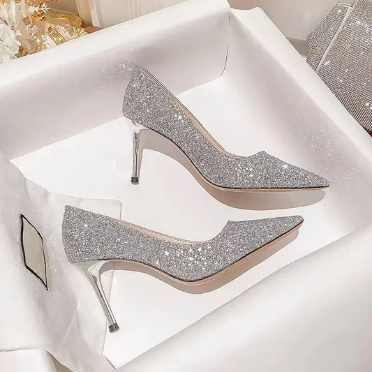 Luxury Bridal & Party High Heels – Elegant Gold & Silver Stilettos™