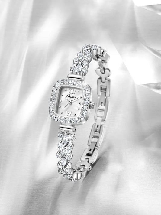 Sotoiru Luxury Women’s Square Zircon Watch – Waterproof Quartz™