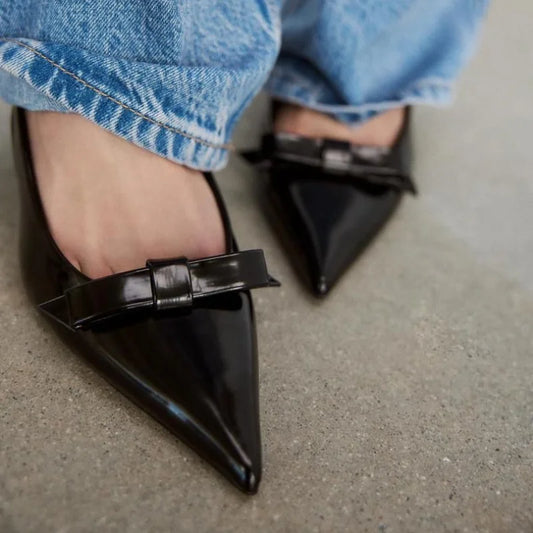 Elegant Butterfly Slingback Heels – Black Pointed Toe High Heels™