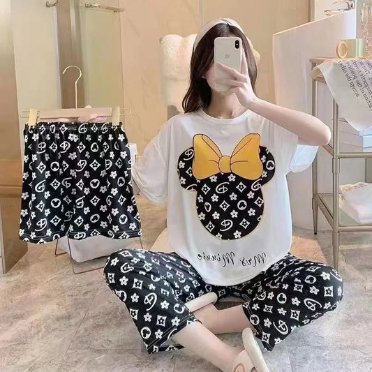 Elegant 3PCS Women's Pajama Set – Soft Cartoon Lounge & Sleepwear™