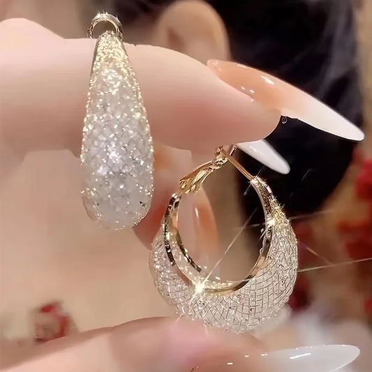 Luxury Rhinestone Mesh Hoop Earrings – Elegant Party Jewelry™