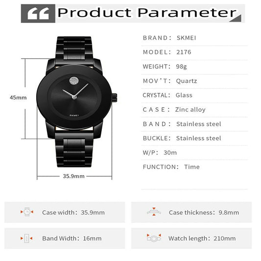 SKMEI Unisex Quartz Watch – Waterproof Stainless Steel Luxury Wristwatch™