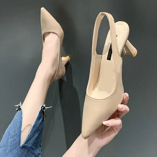 Elegant Pointed Toe Stiletto Heels – Breathable PU Leather Summer Sandals™