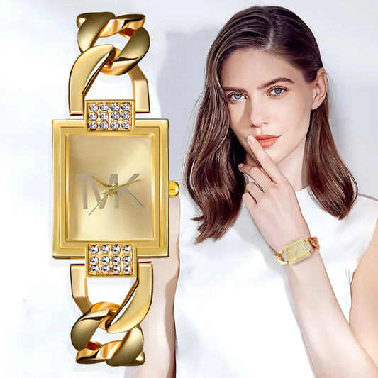 UTHAI Luxury Women's Square Diamond Wristwatch™