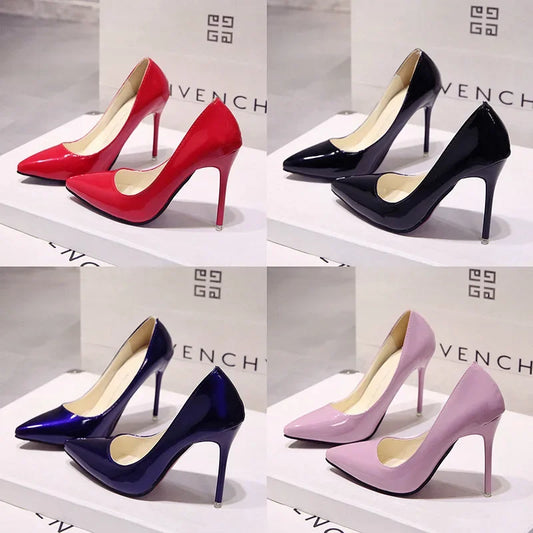 Elegant Patent Leather Pointed Toe High Heels – Sexy Stiletto Pumps for Women™