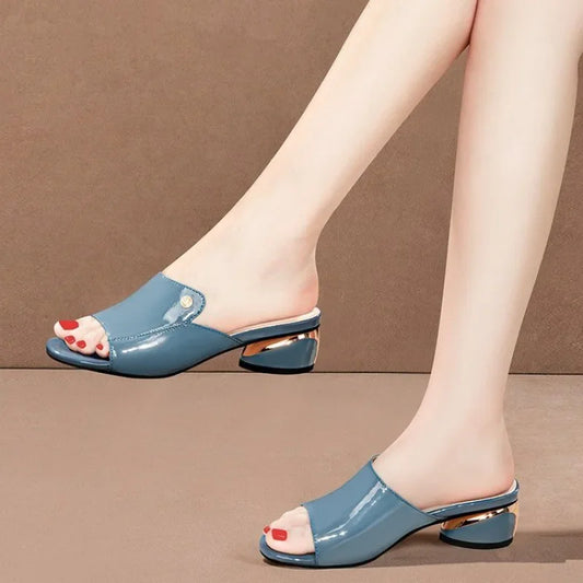 Red PU Leather Slip-On Sandals – Stylish & Comfortable Women's Slippers™
