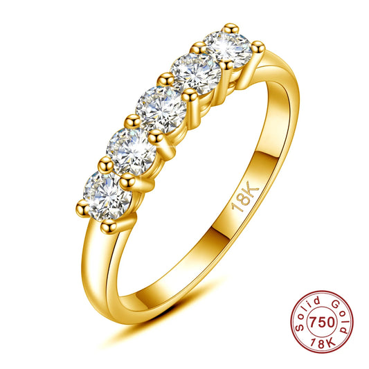 18K Solid Gold Moissanite Ring – Certified AU 750 Luxury Wedding Jewelry™