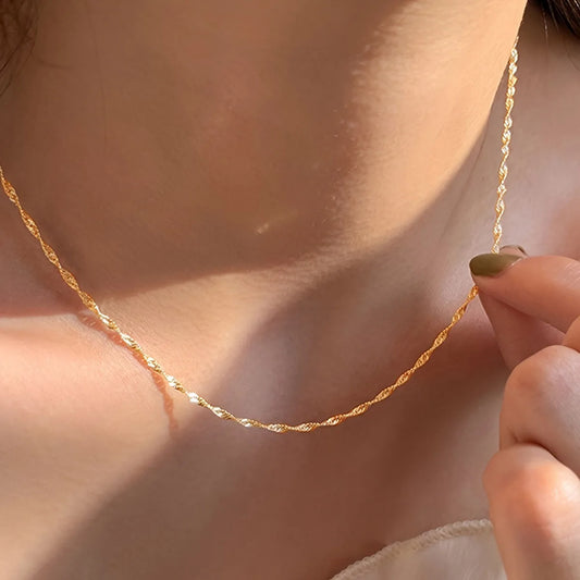 Elegant Gold-Plated Clavicle Necklace – Thin Stainless Steel Chain for Women™
